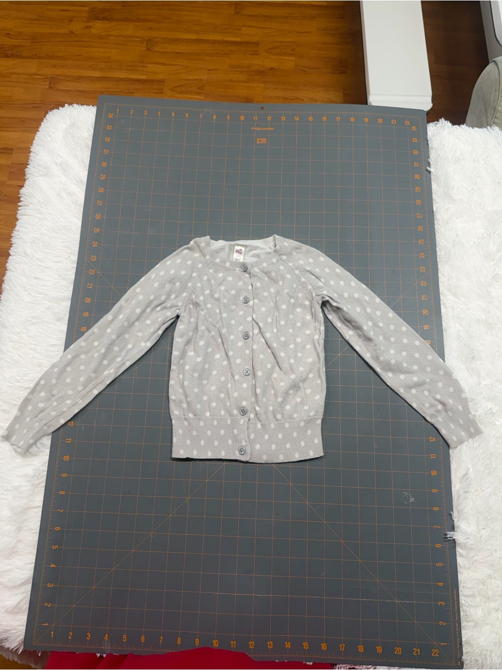 Cherokee Light Gray Polka Dot Button Cardigan 5t